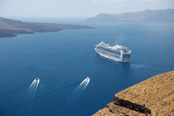 Cruise ship near Santorini Stock Picture