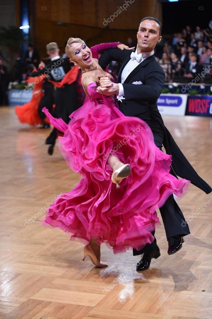 Ballroom Dance Couple Dancing At The Competition Stock