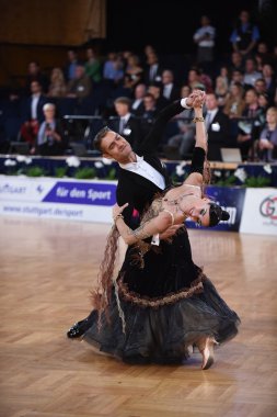 Ballroom dance couple, dancing at the competition  clipart