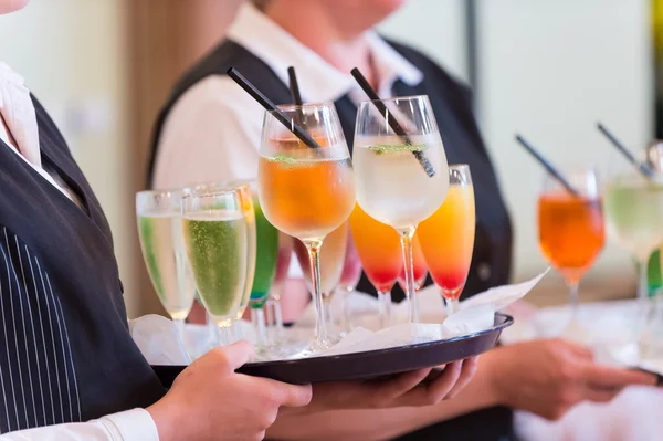 Waiters with serving tray — Stock Photo, Image