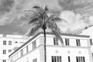 Art deco. Mimari bölge Art Deco. Miami sahilinin modern binası. Okyanus yolculuğu. Ocean Drive Florida 'daki Miami Plajı. Art Deco mimarisi. Mimari bina. 5. sokak..