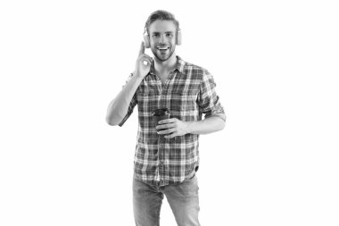 Milenyum adamı beyazların izole edilmiş müziğini dinler. Modern yaşam tarzı. Kulaklıkla müzik dinle. İnsan neslinin jenerasyon müziği. Müzik aşığı yaşam tarzı. Öğrenci hayatı. Ses kitabı. İyi kalite.