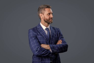 Resmi takım elbise giyen bir iş adamı. Takım elbiseli adam liderliği temsil ediyor. İş liderliği ve başarı. İşadamı lider koltuğunda. İş başarısı. Profesyonel lider CEO. Marka tanıma.