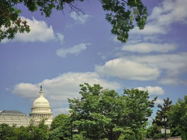 Birleşik Devletler Kongre Binası. Meclis binası. ABD Kongresi, Washington D.C. Washington 'daki Kongre Binası. Kopya alanı ile mimari görünümü.