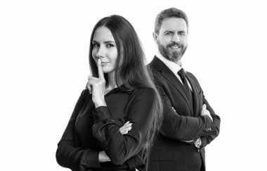 Takım elbiseli iş adamları. İş ekibi çalışması ve işbirliği. Ortaklık. Başarı beklentisi. Ortak takımı. Başarılı ortaklık. İş ekibi başarısı. iş ortağı beyazda izole edildi.