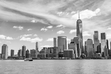 New York şehir mimarisi. New York şehri metropolü. ABD 'de New York' ta. New York sokaklarında. Aşağı Manhattan silueti. Manhattan şehir merkezi..