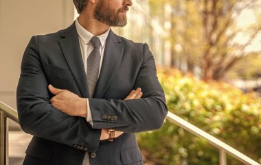 Takım elbiseli bir iş adamı. Ofisteki iş adamı. Olgun iş adamı. İş adamı portresi. Başarılı bir iş. İnsan kaynakları müdürü. Girişimcinin başarısı. Ofis yöneticisi.