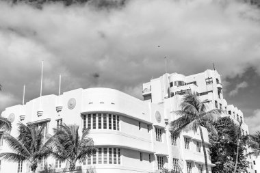 Art Deco. Miami 'de modern bir bina. Okyanus yolculuğu. Ocean Drive 'daki Miami South Beach. Art Deco mimarisi. Mimari bina. Tarih Bölgesi. Art deco mimari bölgesi.