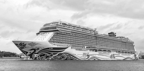 Miami, Florida, ABD - 07 Kasım 2024: Yaz tatilinde gezi. Norveçli gemi şirketi. Gemi turu ve deniz seyahati. NCL gemisi. Norveç Joy yolcu gemisi yolculuğu. Gemi turizmi.