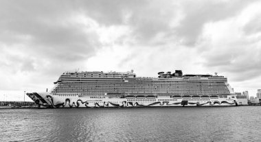 Miami, Florida, ABD - 4 Kasım 2024 Yaz Tatili Seyahati. Norveçli gemi şirketi. Gemi turu ve deniz seyahati. NCLH gemisi. Norveççe Tekrar Yolcu Gemisi Yolculuğu.