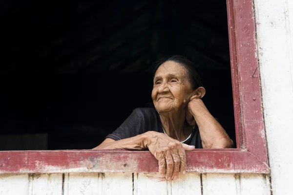 Usmívající se stará žena — Stock fotografie