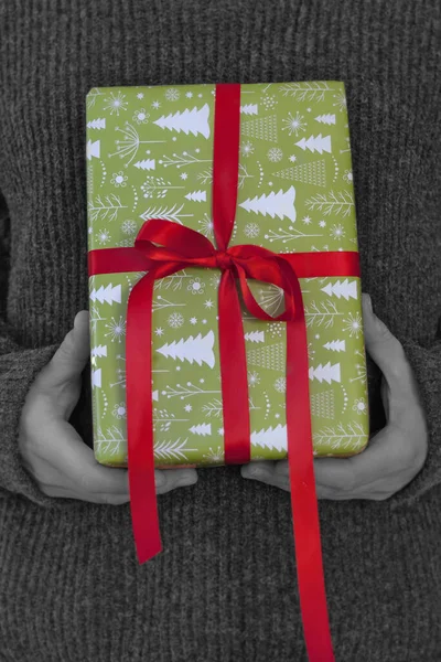 Black White Image Colored Gift — Stock Photo, Image