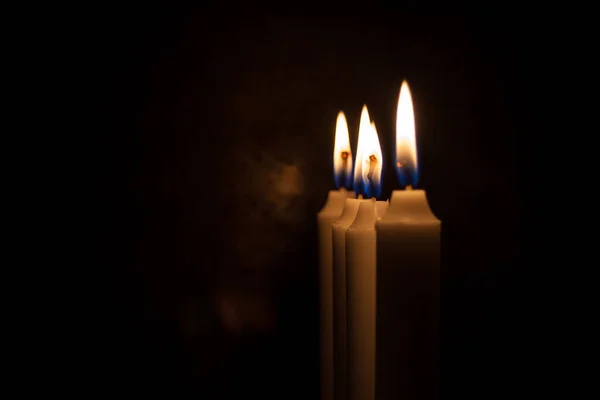 Burning Candles Black Background — Stock Photo, Image