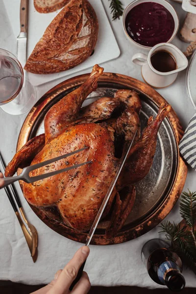 Festive Dinner Thanksgiving Day Christmas Dish Holiday Season Celebration Family — Stock Photo, Image