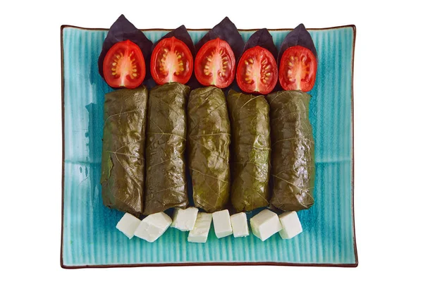 Fesleğenli, domatesli ve peynirli üzüm suyu.