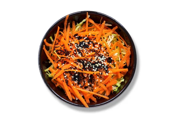 Limon soslu lahana ve havuç salatası ve susam ve siyah kimyon tohumları.