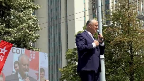 Former President Republic Moldova Igor Dodon Makes Speech Stage Kishinev — Stock Video