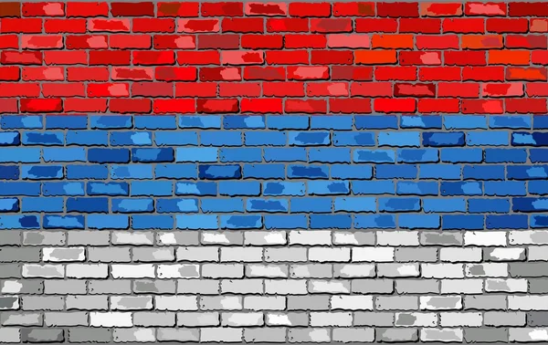 Bandera de Serbia en la pared de ladrillo — Vector de stock