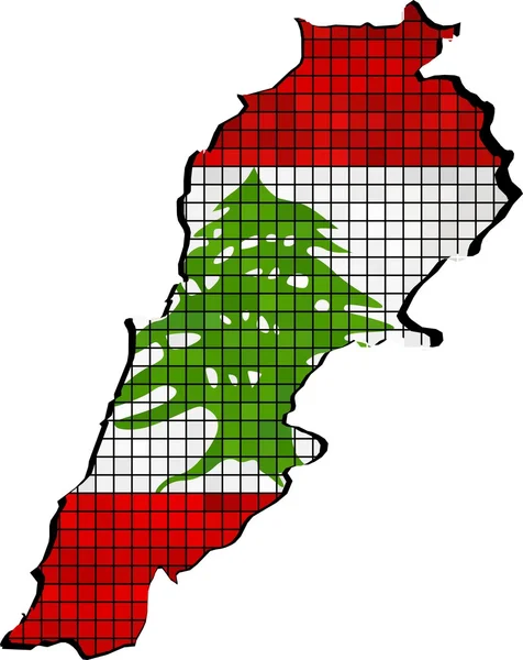 Liban mapa z flagą wewnątrz — Wektor stockowy
