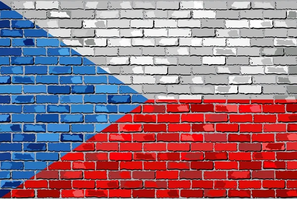 Flag of Czech Republic on a brick wall — Stock Vector