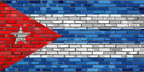 Bandiera di Cuba su un muro di mattoni — Vettoriale Stock