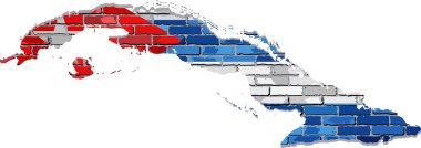 Küba harita üzerinde bir tuğla duvar