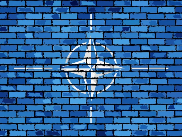 Nato bayrağı bir tuğla duvar — Stok Vektör
