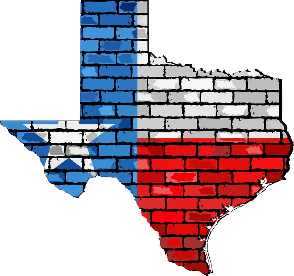 Texas harita üzerinde bir tuğla duvar — Stok Vektör