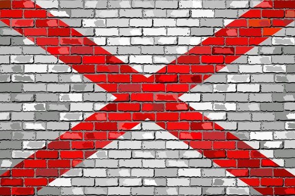 Bandeira do Alabama em uma parede de tijolo — Vetor de Stock