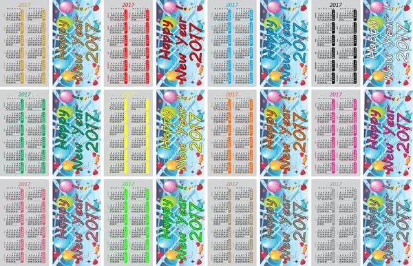 Set Colorful Pocket Calendars For 2017 Royalty Free Stock Illustrations