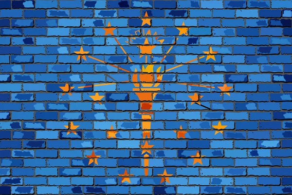 Flaga stanowa Indiany na mur z cegły — Wektor stockowy