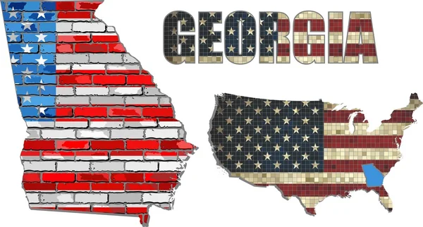 Stati Uniti stato della Georgia su un muro di mattoni — Vettoriale Stock