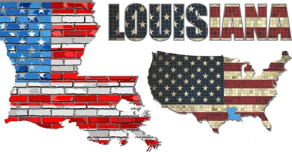 États-Unis État de Louisiane sur un mur de briques — Image vectorielle