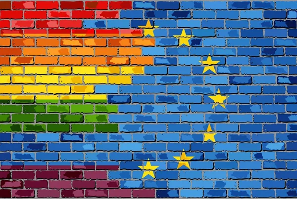 Drapeaux de la fierté gay et l'Europe connecté — Image vectorielle