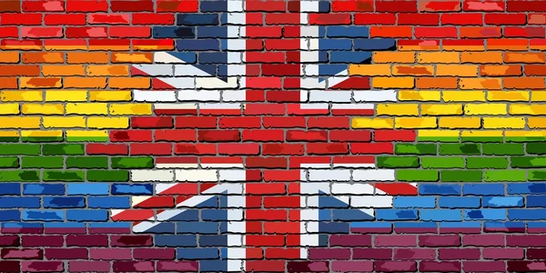 Brick Wall Storbritannien och Gay flaggor — Stock vektor