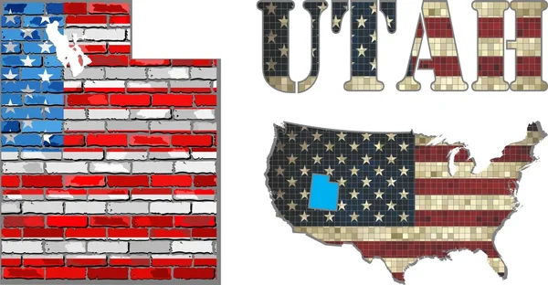 USA state of Utah on a brick wall — Stock Vector