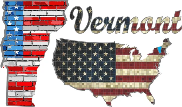 États-Unis État du Vermont sur un mur de briques — Image vectorielle