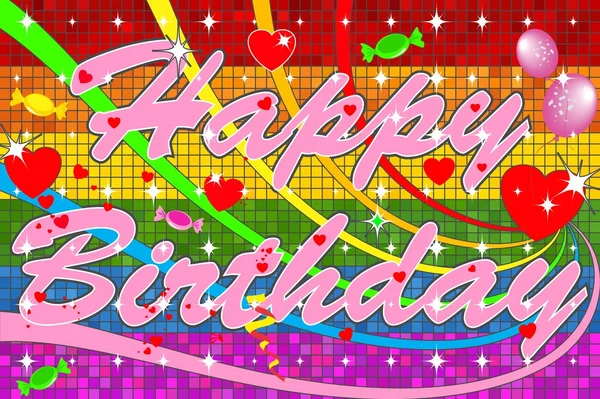 Lgbt Happy Birthday With Pink Text — Stock Vector