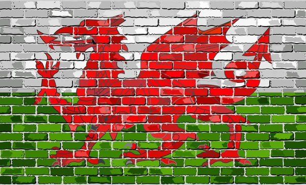 Flagga Wales på en tegelvägg — Stock vektor