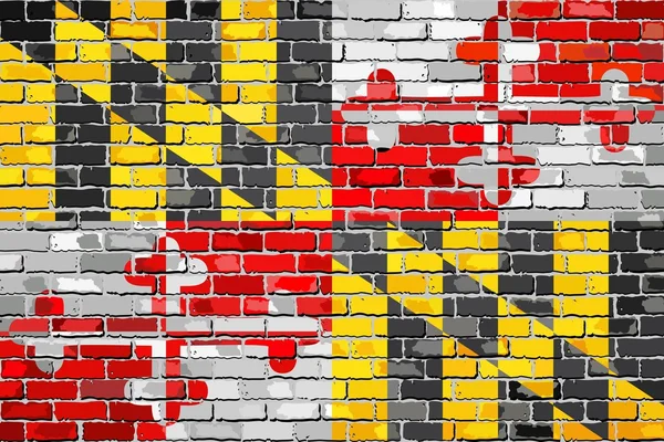 Drapeau du Maryland sur un mur de briques — Image vectorielle