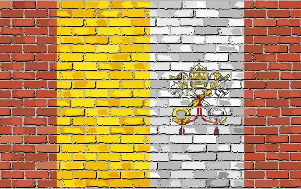 Drapeau de la Cité du Vatican sur le mur de briques — Image vectorielle