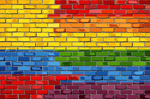 Muro de ladrillo Colombia y banderas gay — Vector de stock