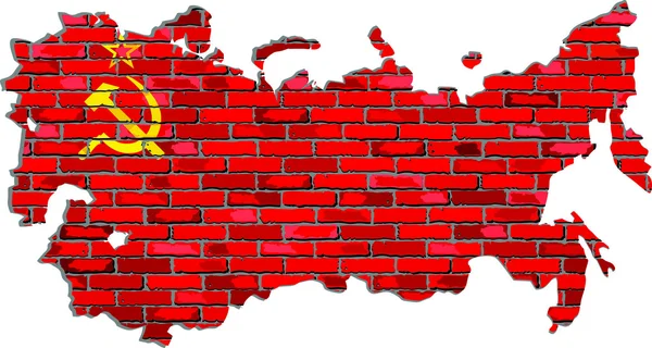 レンガの壁にソ連の地図 — ストックベクタ