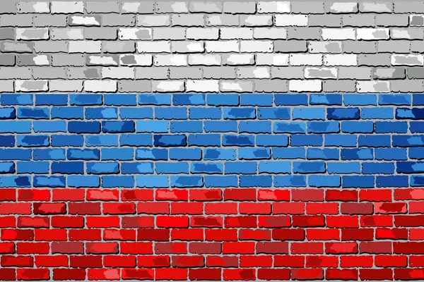 Flag of Russia on a brick wall — Stock Vector