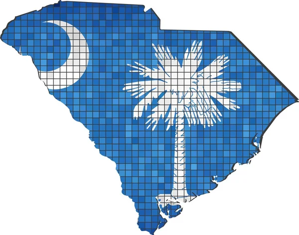 South Carolina karta med flagga inuti — Stock vektor