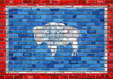 Wyoming bayrağı bir tuğla duvar