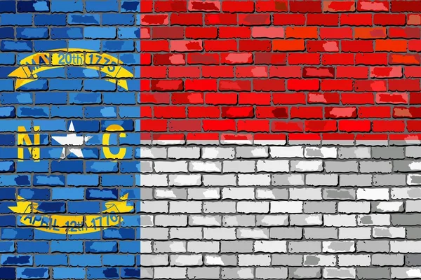 Flag of North Carolina on a brick wall — Stock Vector
