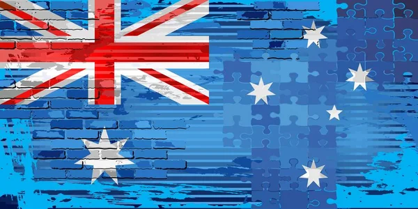 Grunge Drapeau Abstrait Australie Illustration Vecteur Mosaïque Brillant — Image vectorielle