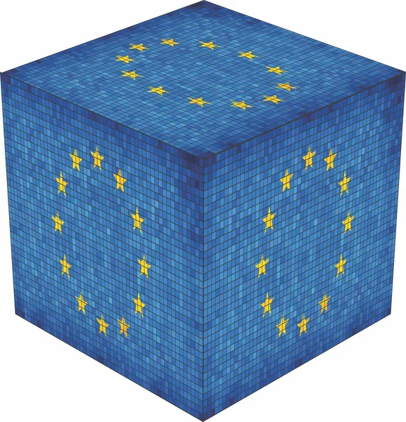 European Union Cube Εικονογράφηση Αφηρημένη Μωσαϊκή Σημαία Grunge Της Ευρώπης — Διανυσματικό Αρχείο