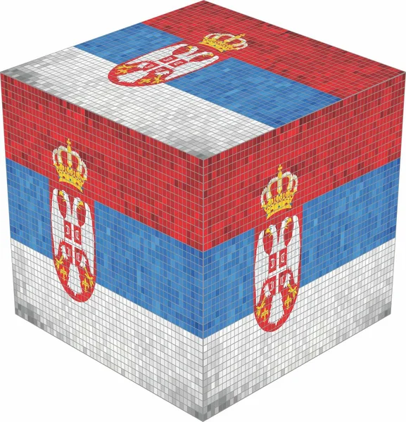 Serbian Cube Illustration Abstrakte Grunge Mosaik Flagge Serbiens — Stockvektor